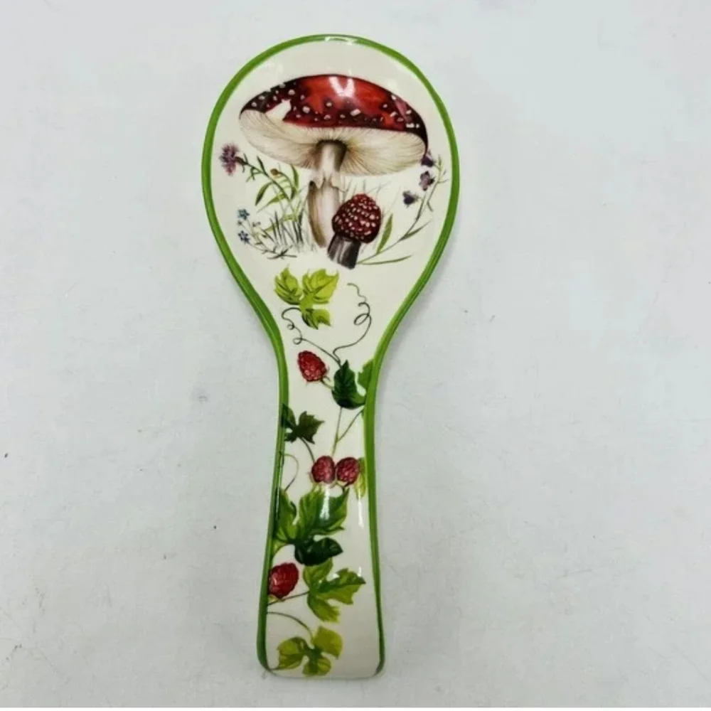 Mushroom Strawberry Stoneware Spoon Rest Cracker Barrel Country BNWT RETIRED!